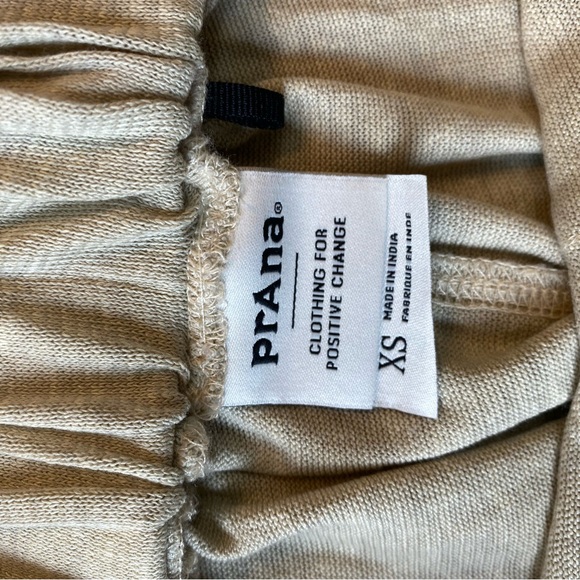 Prana Tidal Wave skirt / pull-on high-low mock wrap skirt / sandwashed beige - Picture 8 of 13